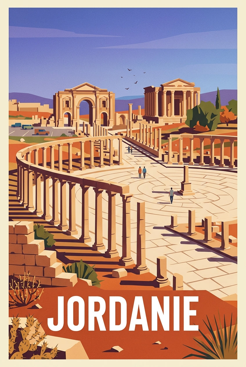 Affiche de Jordanie, colonnes de Jerash | Afich