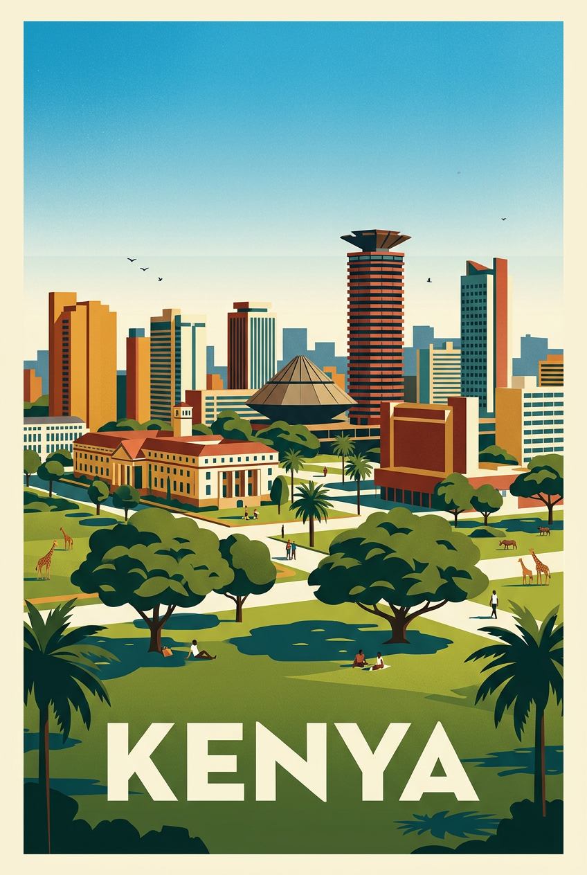 Affiche du Kenya, panorama de Nairobi | Afich