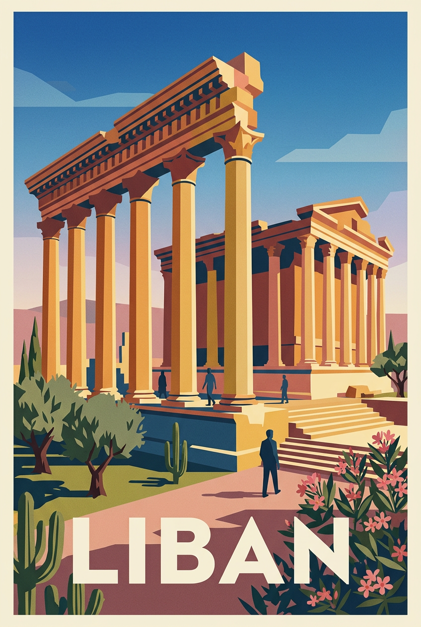 Affiche Liban, poster temple de Baalbek | Afich