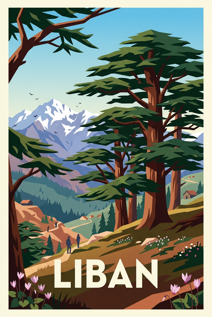 Poster du Liban, paysage de montagne | Afich