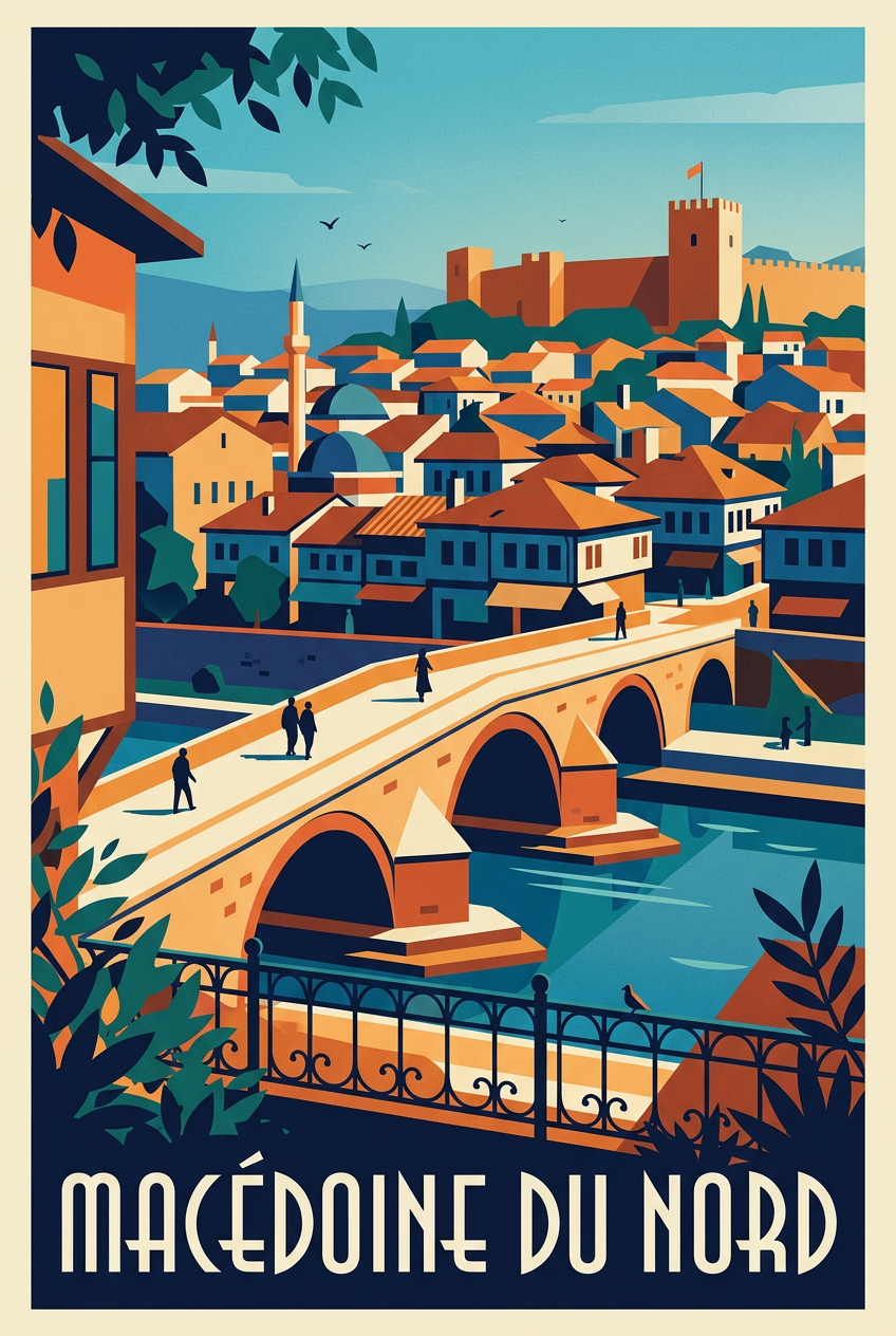 Affiche de Macédoine du Nord, pont de Skopje | Afich