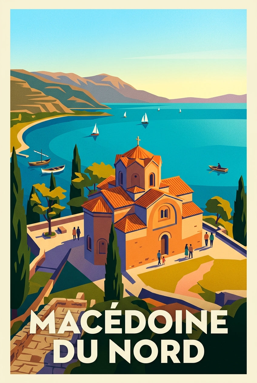 Affiche de Macédoine du Nord, poster lac d'Ohrid | Afich