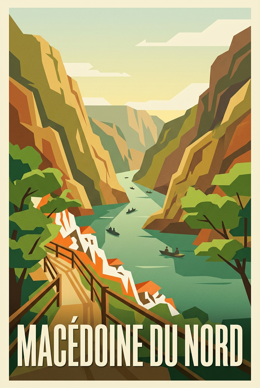 Affiche de Macédoine du Nord, poster canyon Matka