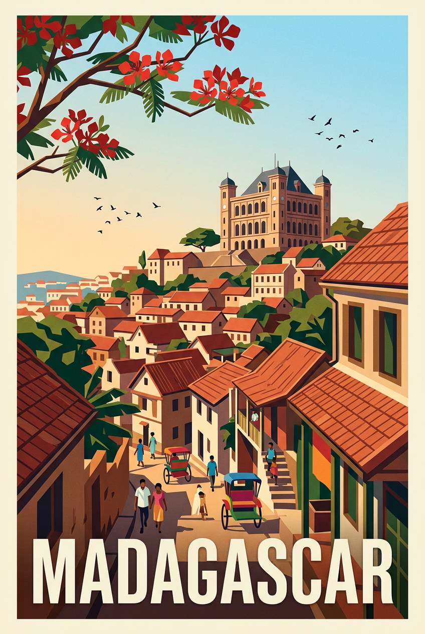 Affiche Madagascar, poster ville de Tananarive | Afich
