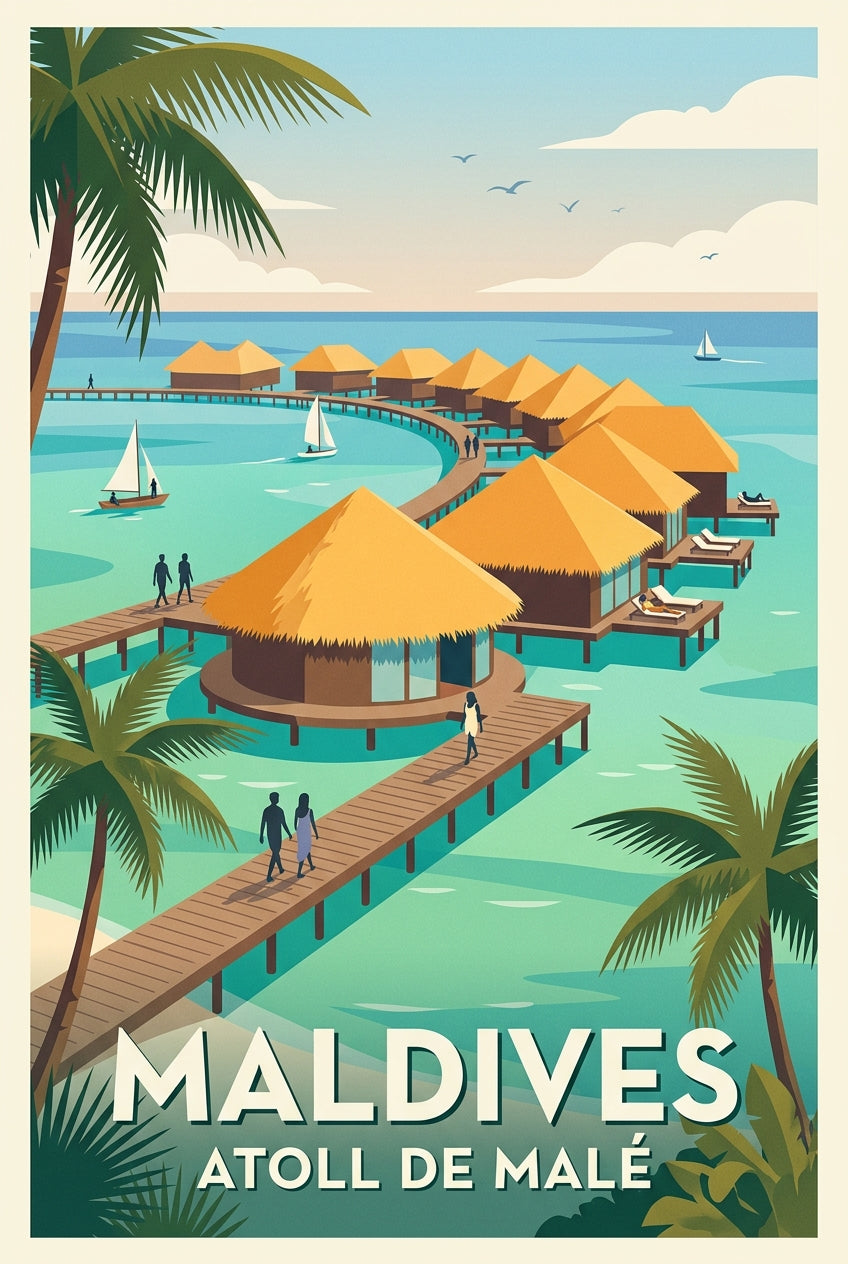 Affiche des Maldives, Atoll de Malé poster | Afich
