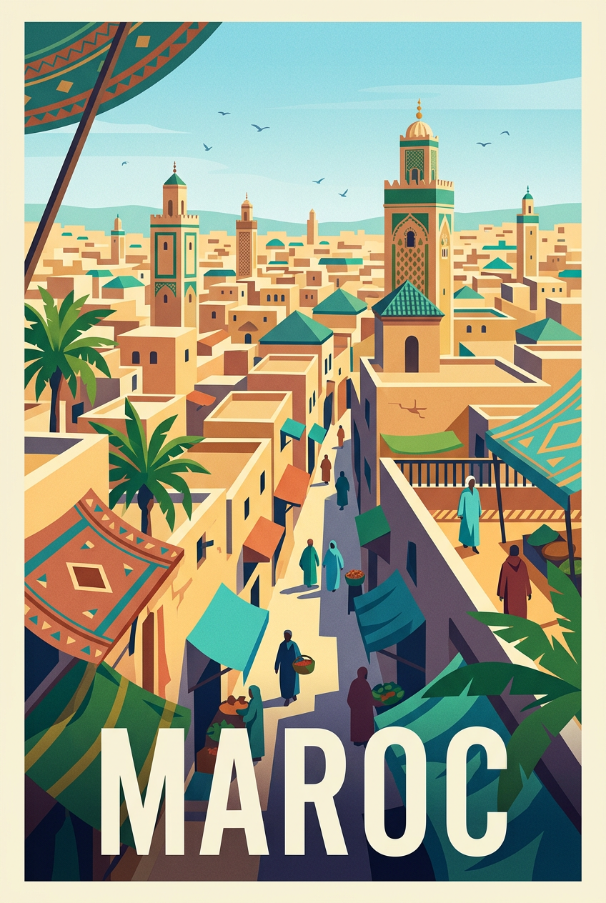 Affiche du Maroc, décoration voyage médina | Afich