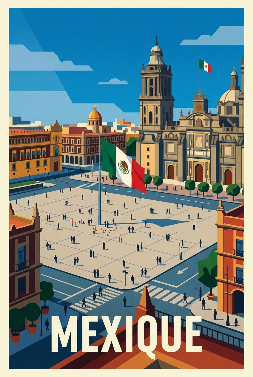 Affiche du Mexique, place Zócalo | Afich