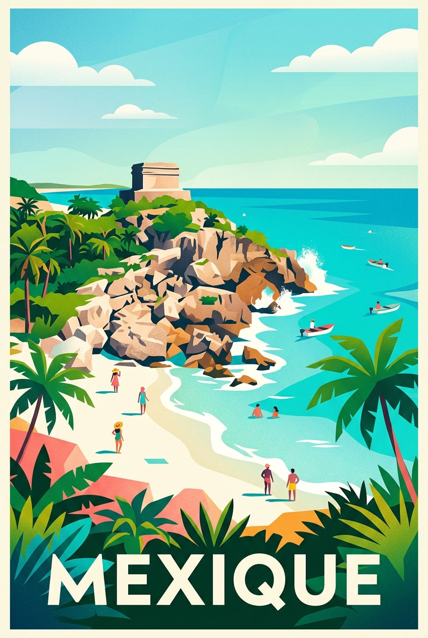 Affiche Mexique, poster plage de Tulum | Afich