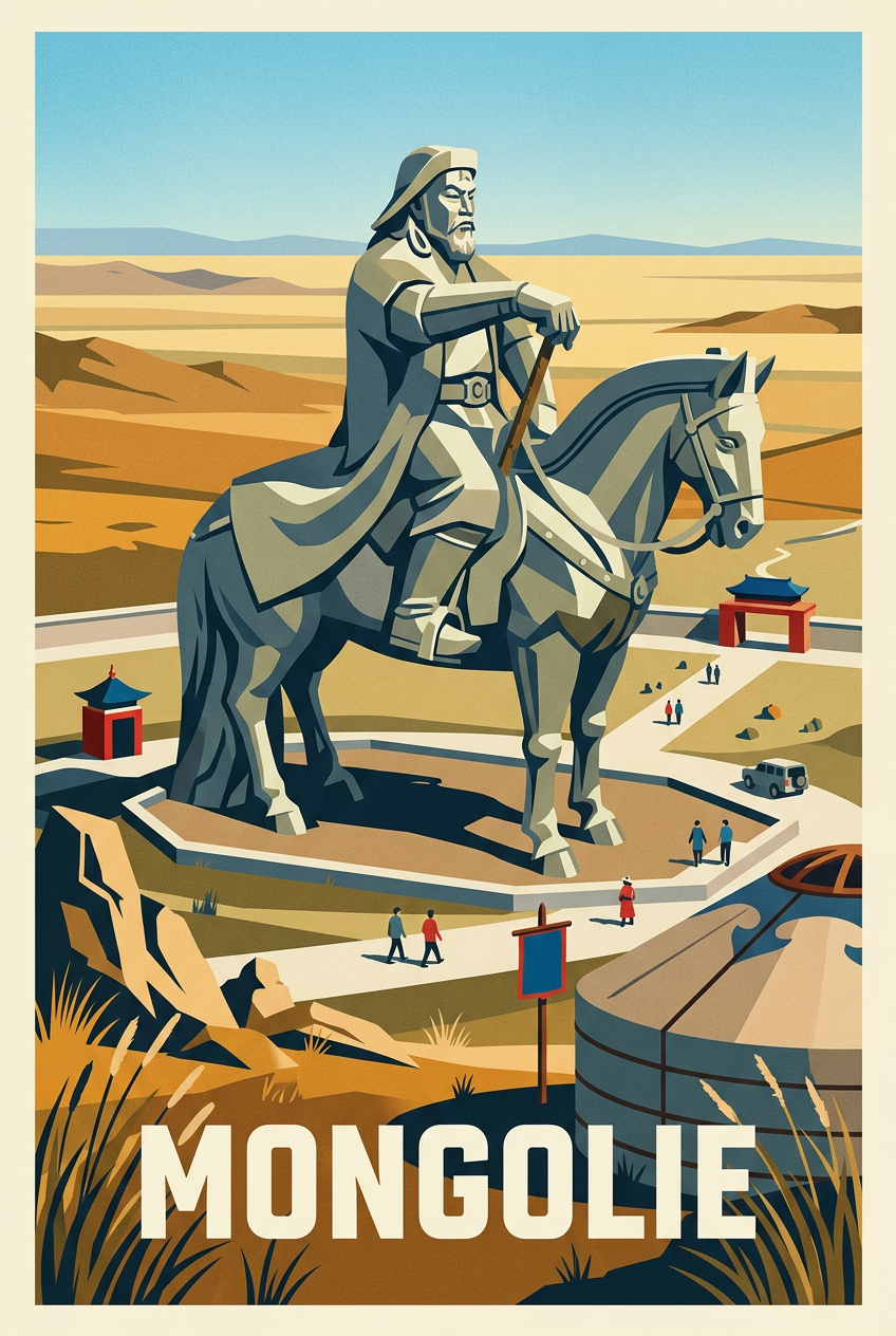Affiche de Mongolie, statue Genghis Khan | Afich