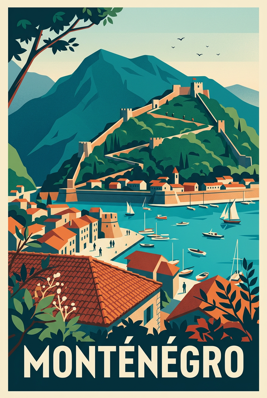 Affiche du Monténégro, Kotor et ses remparts | Afich