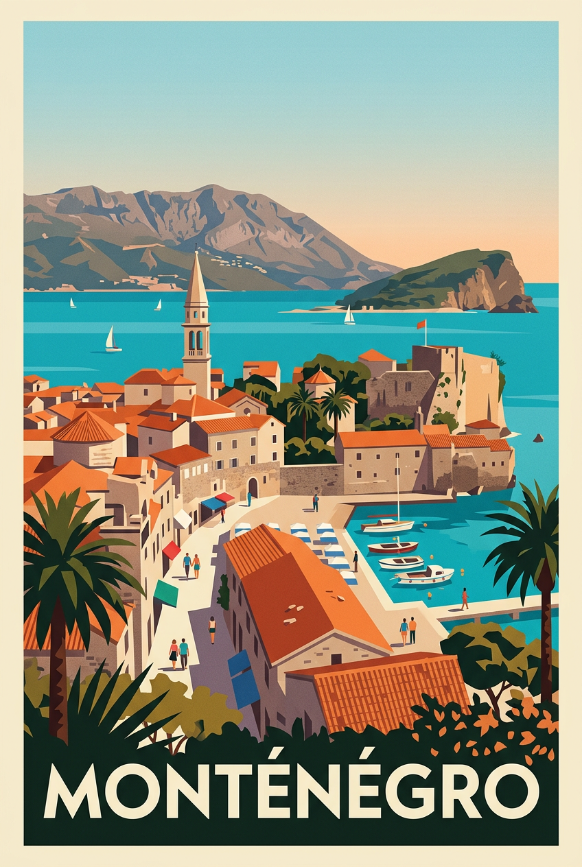 Affiche du Monténégro, poster de Budva