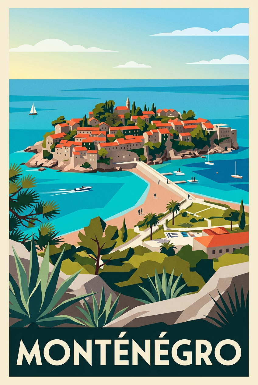 Affiche du Monténégro, Sveti Stefan | Afich