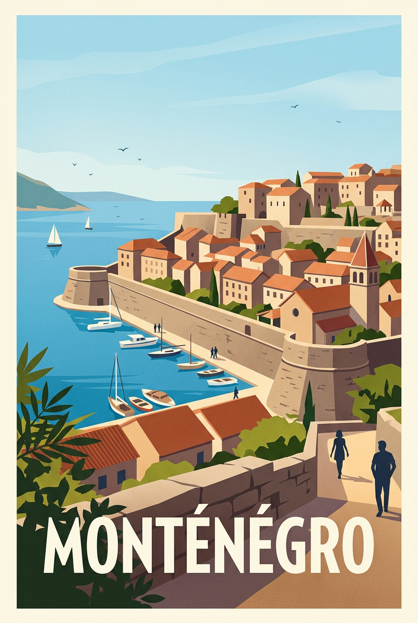 Affiche du Monténégro, cité médiévale | Afich