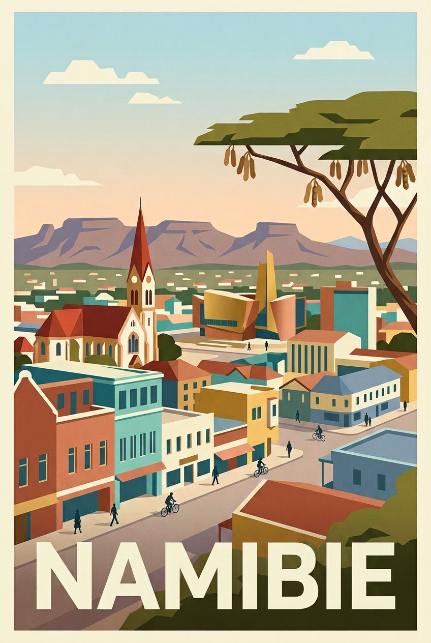 Affiche de Namibie, Windhoek et montagnes | Afich