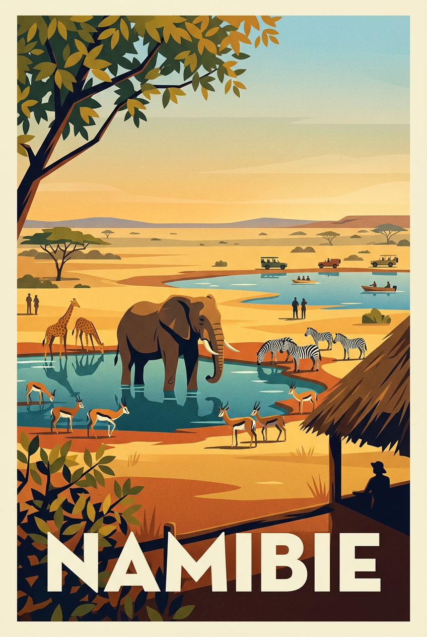 Affiche de Namibie, poster savane et safari | Afich