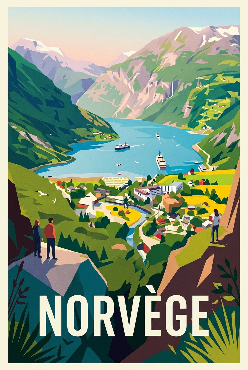Affiche de Norvège, fjords et montagnes | Afich