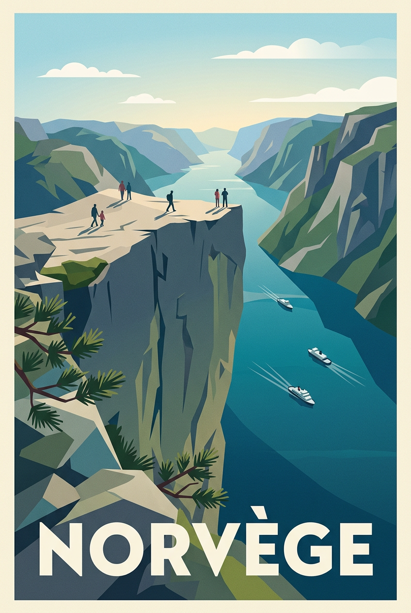 Affiche de Norvège, le rocher du Preikestolen | Afich