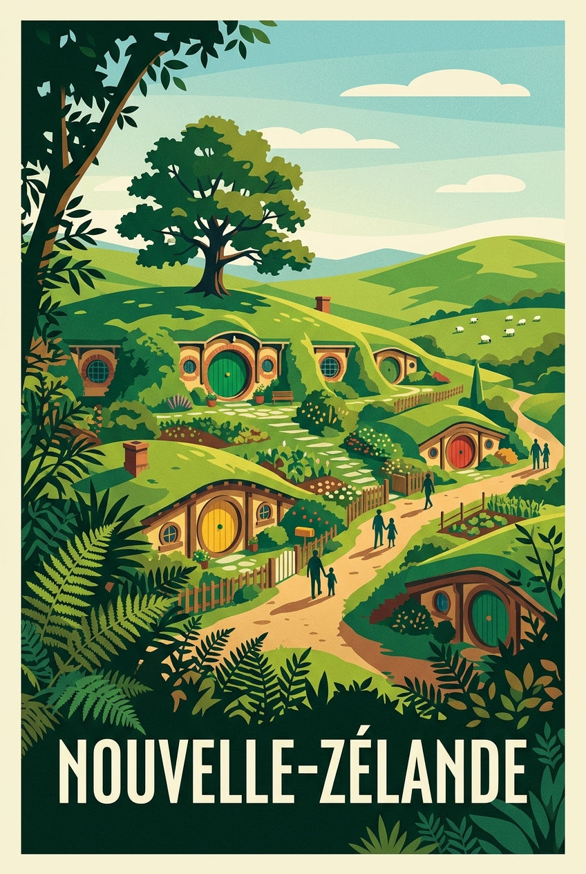 Affiche de Nouvelle-Zélande, poster Hobbiton | Afich