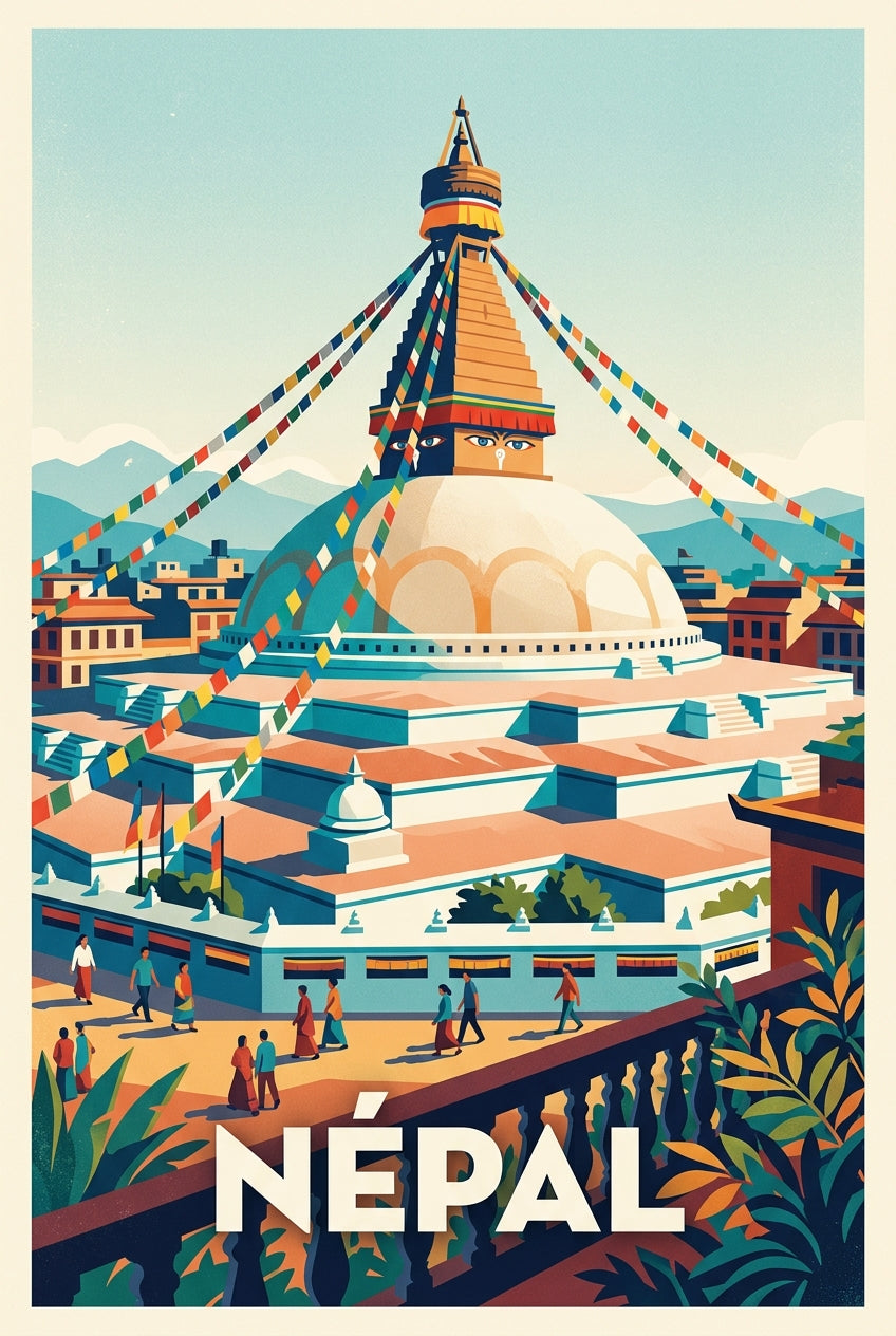 Affiche du Népal, Stupa de Bodnath | Afich