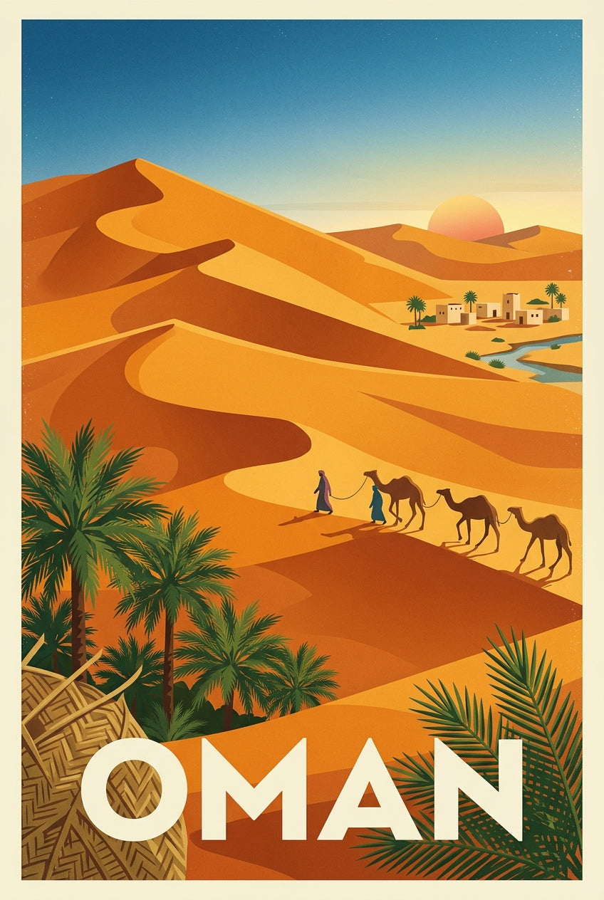 Affiche d'Oman, poster dunes et oasis | Afich