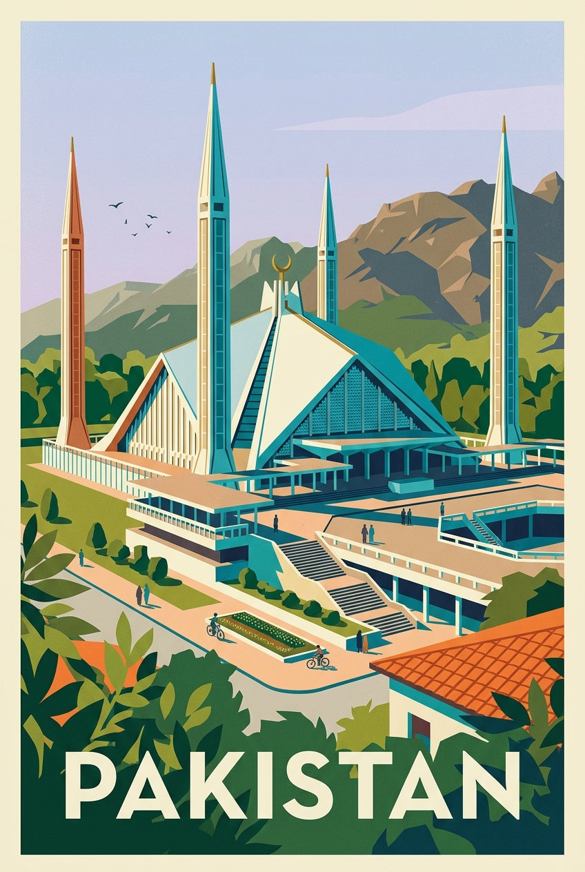 Affiche du Pakistan, Mosquée Faisal Islamabad | Afich