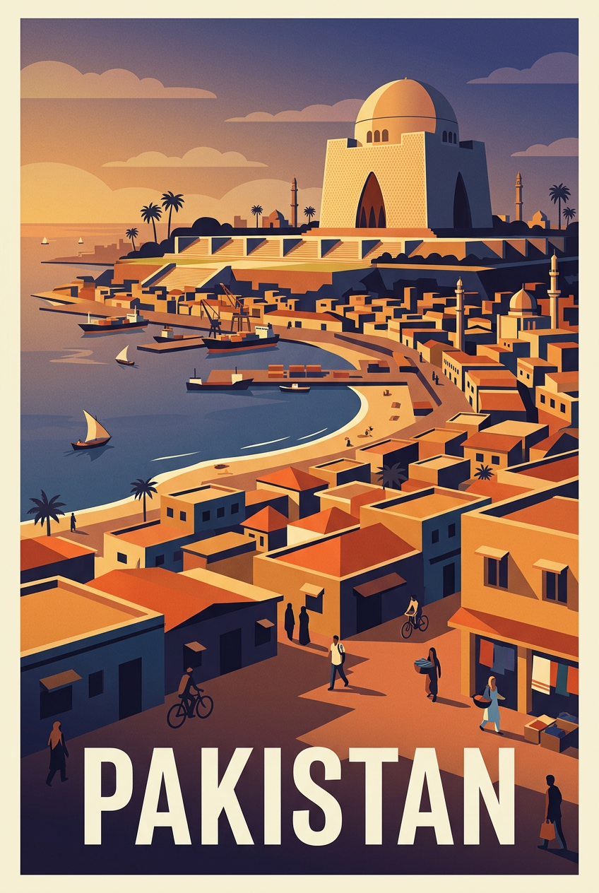Affiche du Pakistan, mausolée de Karachi | Afich