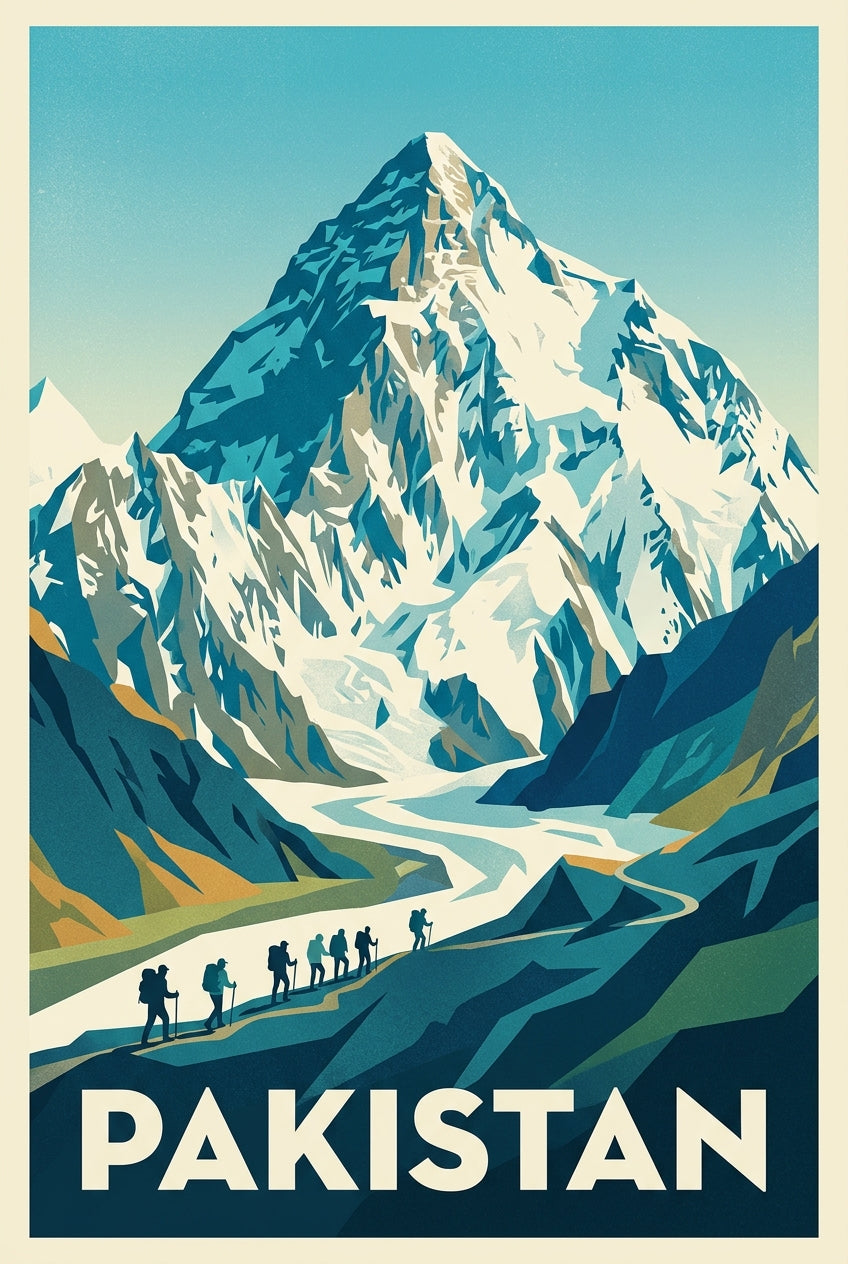 Affiche du Pakistan, poster sommet du K2 | Afich
