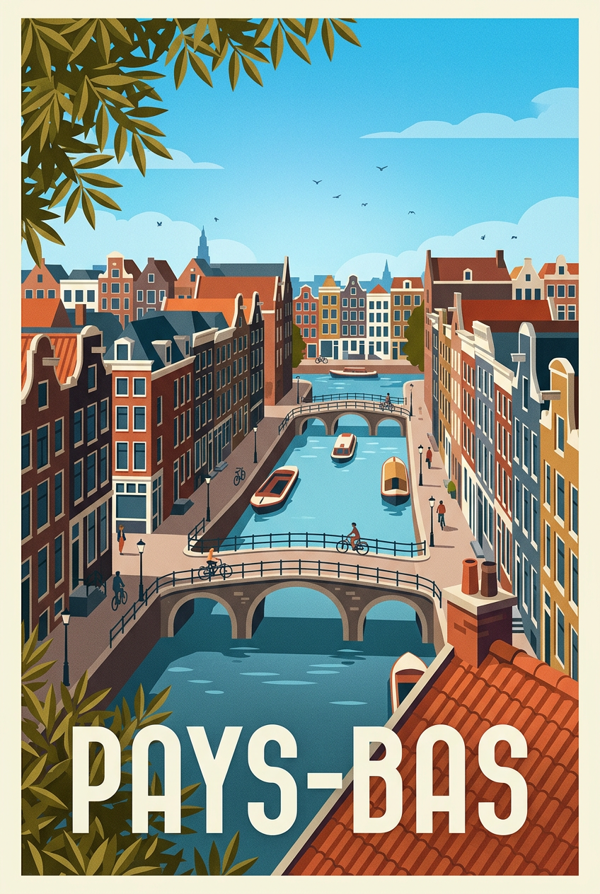 Poster des Pays-Bas, canaux d'Amsterdam | Afich