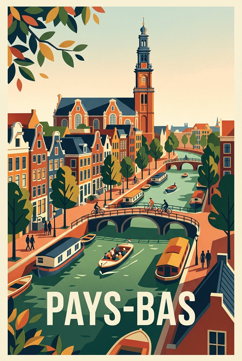 Affiche des Pays-Bas, poster ville et canaux | Afich