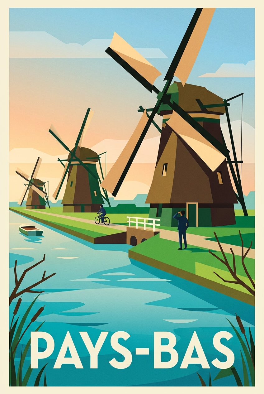 Affiche des Pays-Bas, poster paysage hollandais