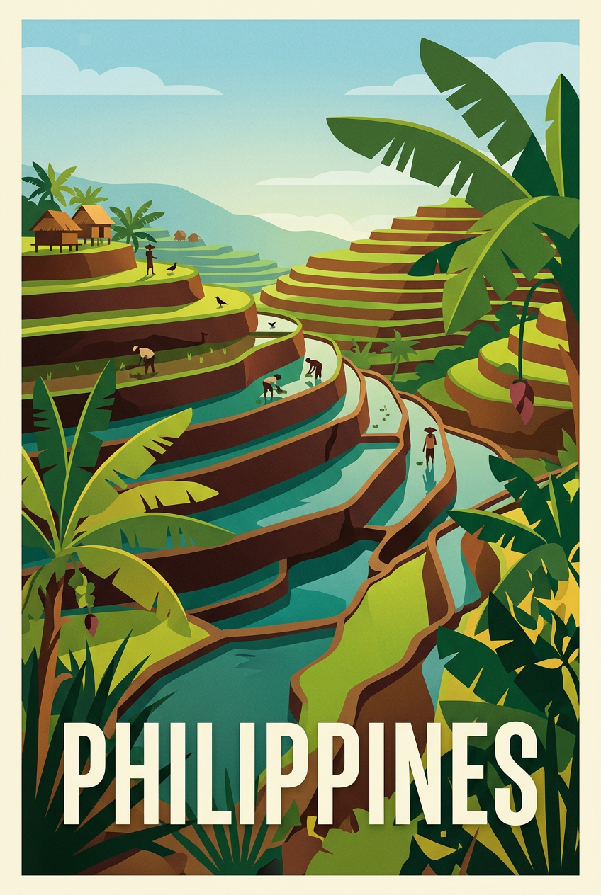 Affiche des Philippines, poster rizières | Afich
