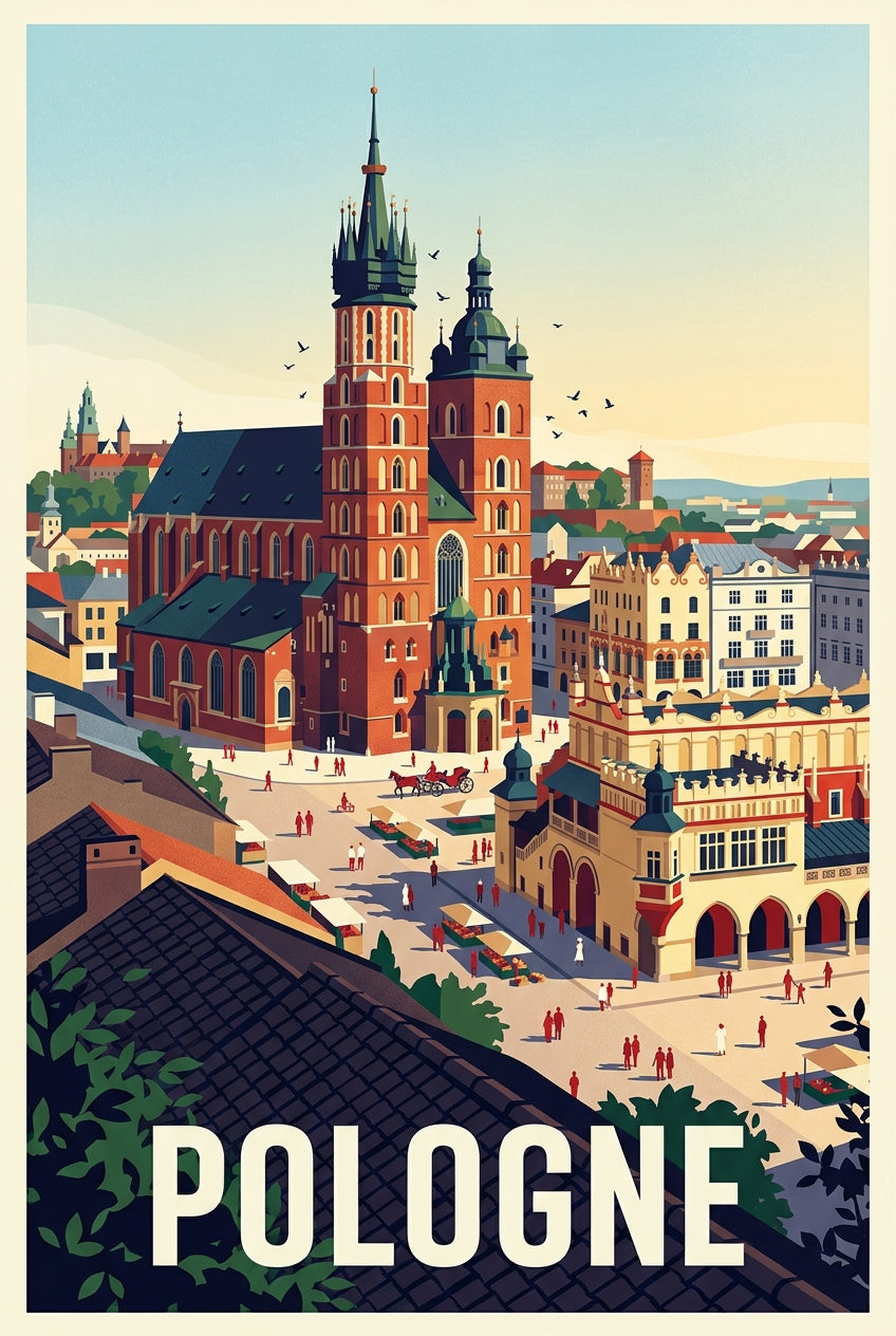 Affiche de Pologne, poster place de Cracovie | Afich