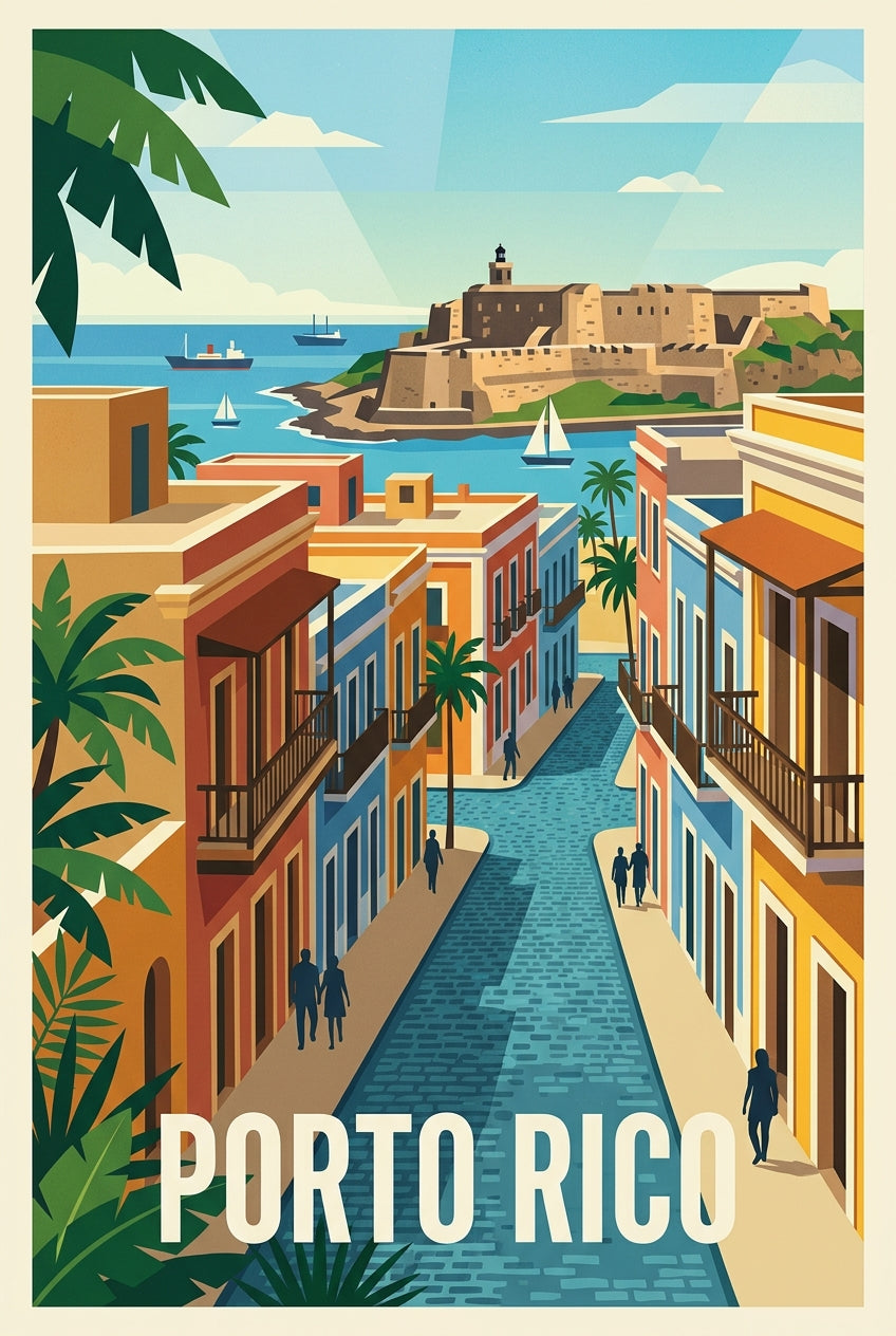Affiche de Porto Rico, poster rues colorées | Afich