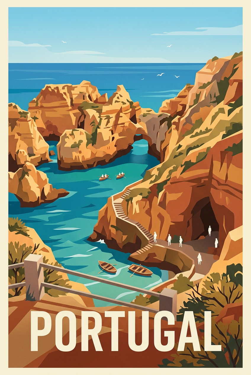 Poster du Portugal, poster falaises d'Algarve | Afich