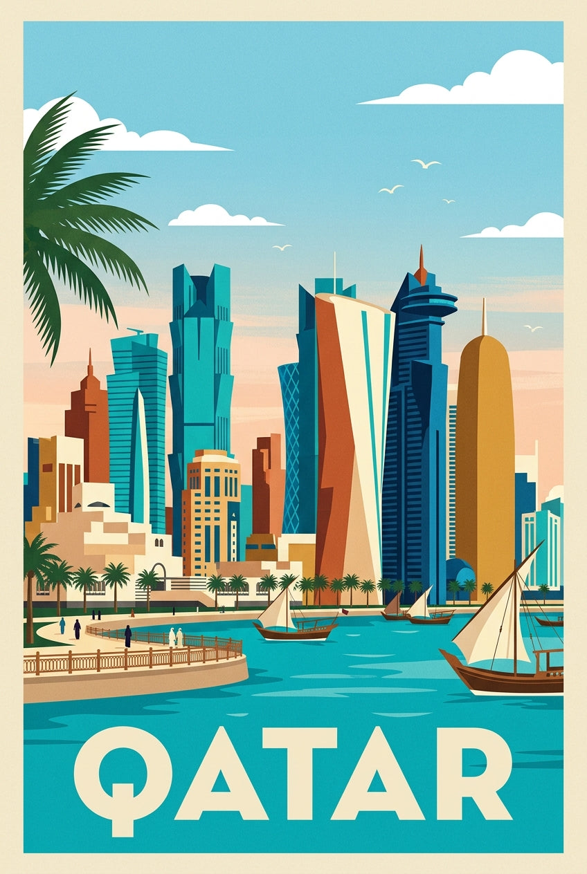 Poster du Qatar, gratte-ciels de Doha | Afich