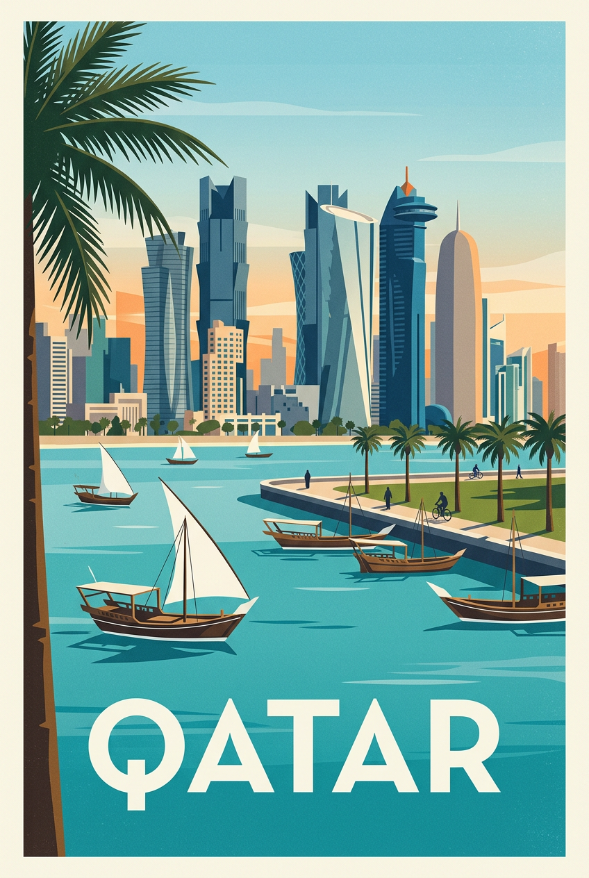 Affiche du Qatar, poster moderne Doha | Afich