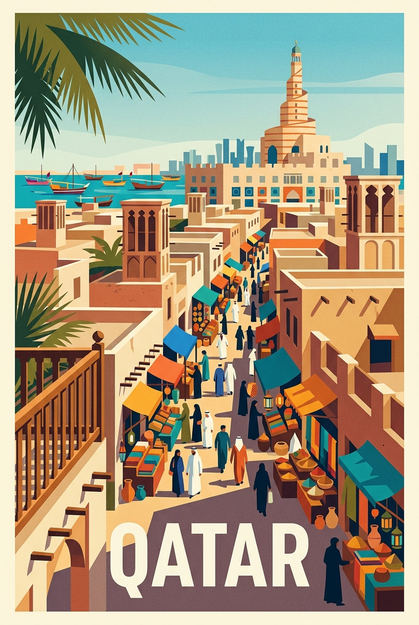Poster du Qatar, poster Souq Waqif | Afich
