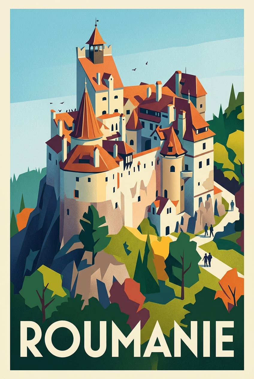 Affiche de Roumanie, poster château de Bran | Afich