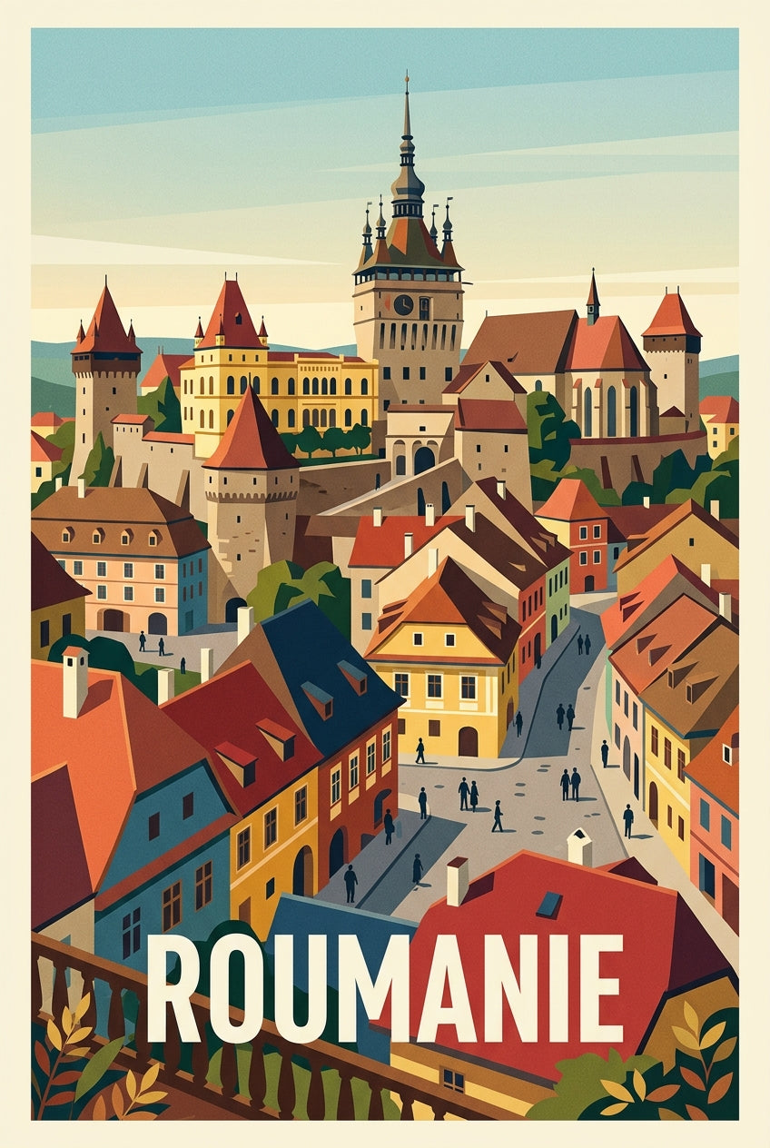 Affiche de Roumanie, poster cité médiévale | Afich