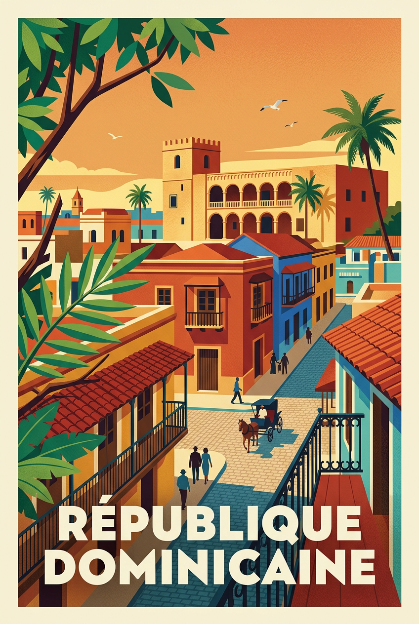 Poster République dominicaine, ville coloniale | Afich