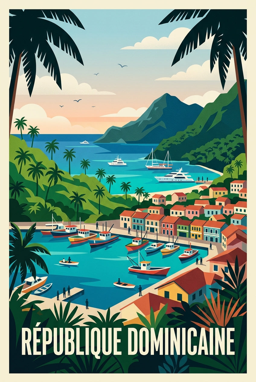 Poster de République Dominicaine, village tropical | Afich