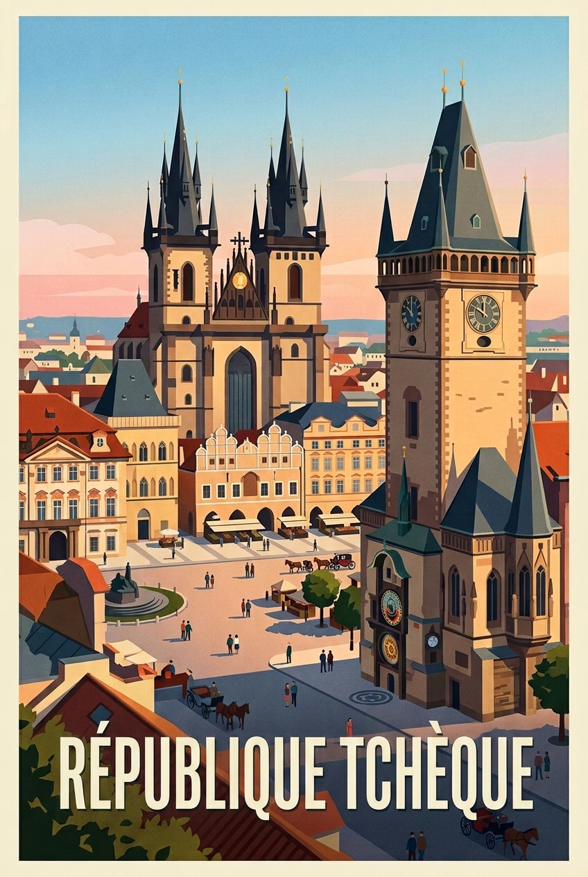 Affiche de République Tchèque, poster Prague | Afich