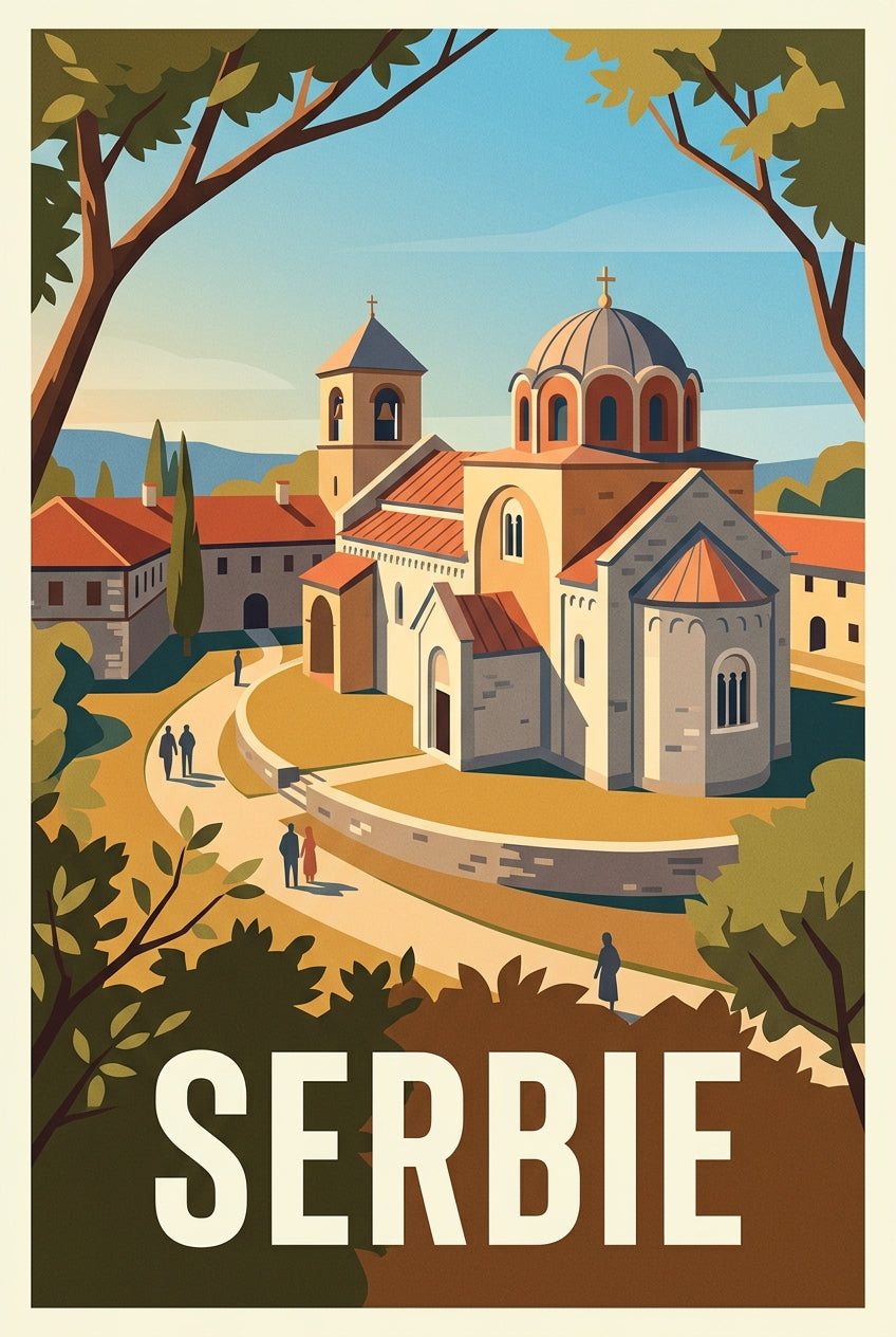 Affiche de Serbie, monastère orthodoxe | Afich