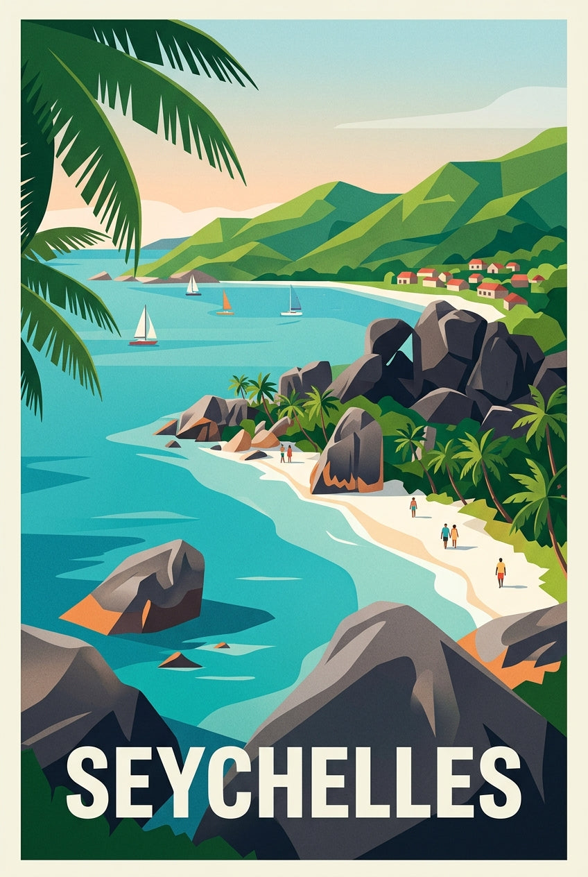 Poster des Seychelles, plage paradisiaque | Afich