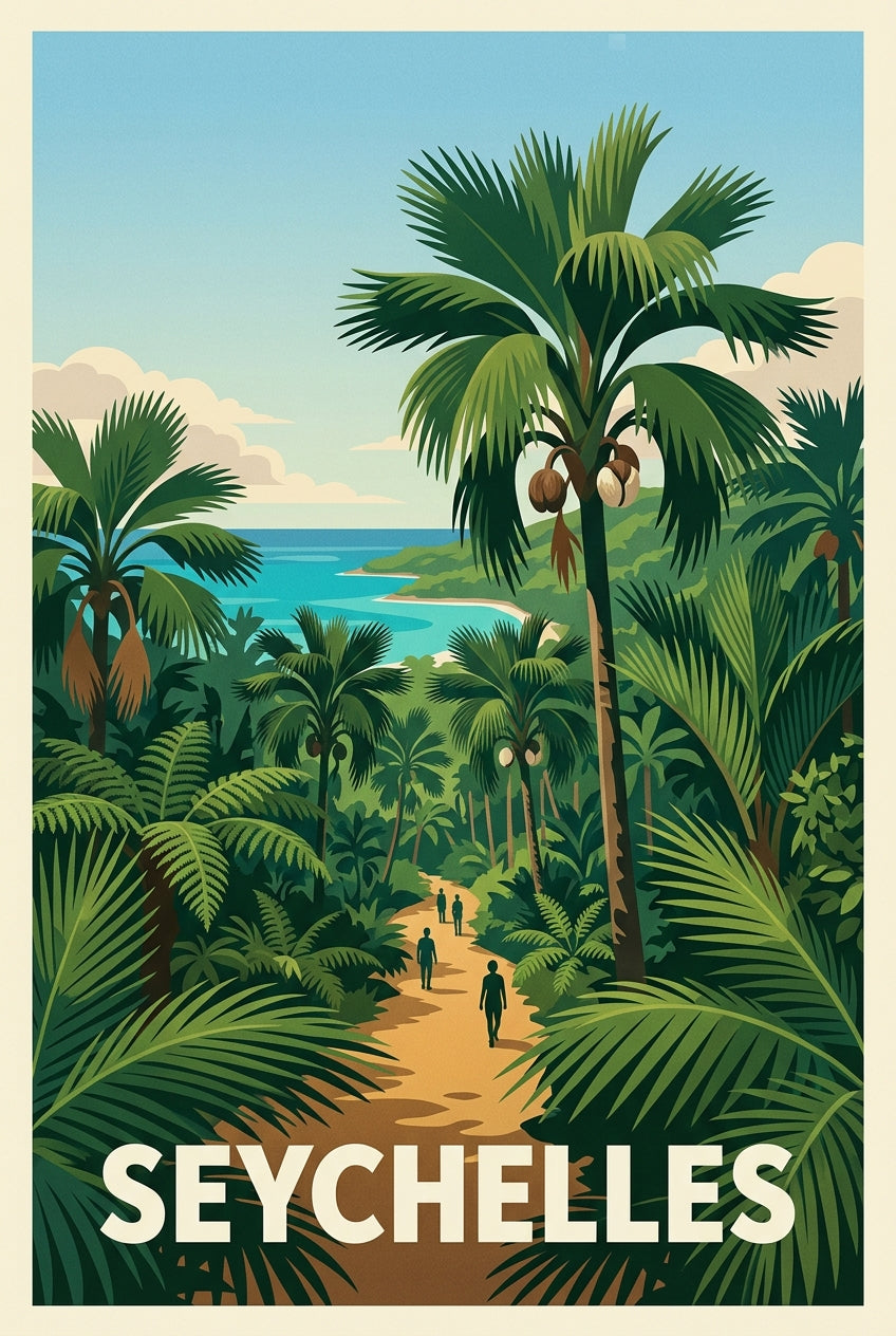 Affiche des Seychelles, poster forêt tropicale | Afich