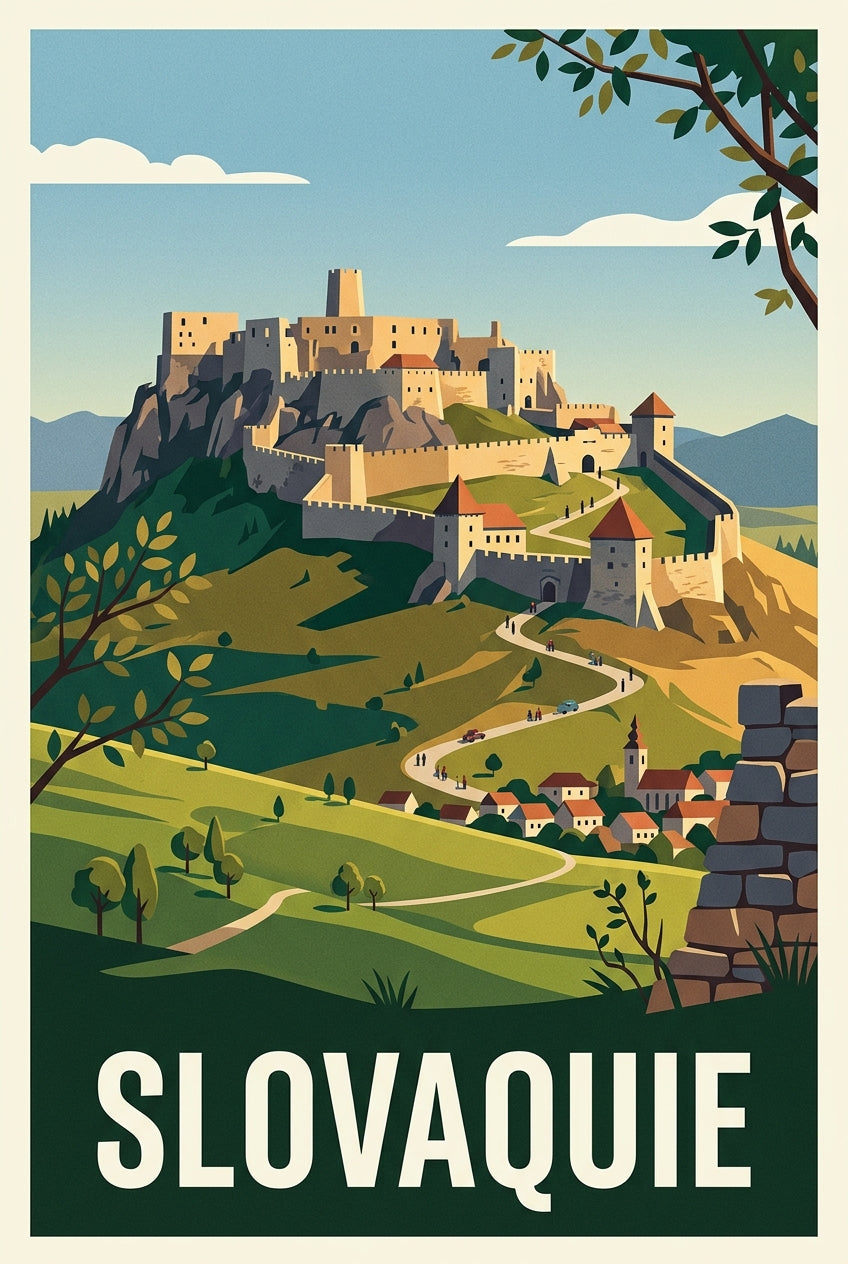 Affiche de Slovaquie, château de Spiš vintage | Afich