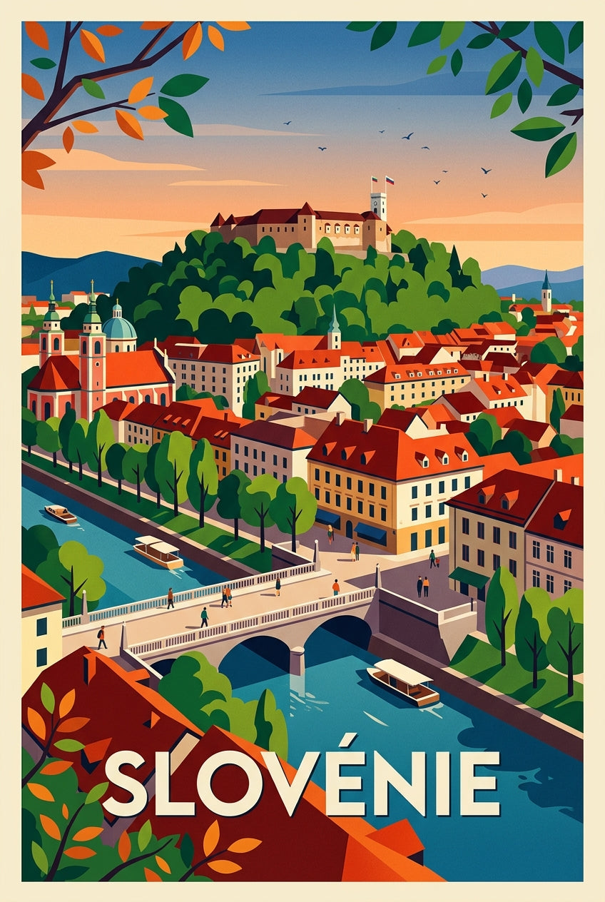 Affiche de Slovénie, poster ville de Ljubljana