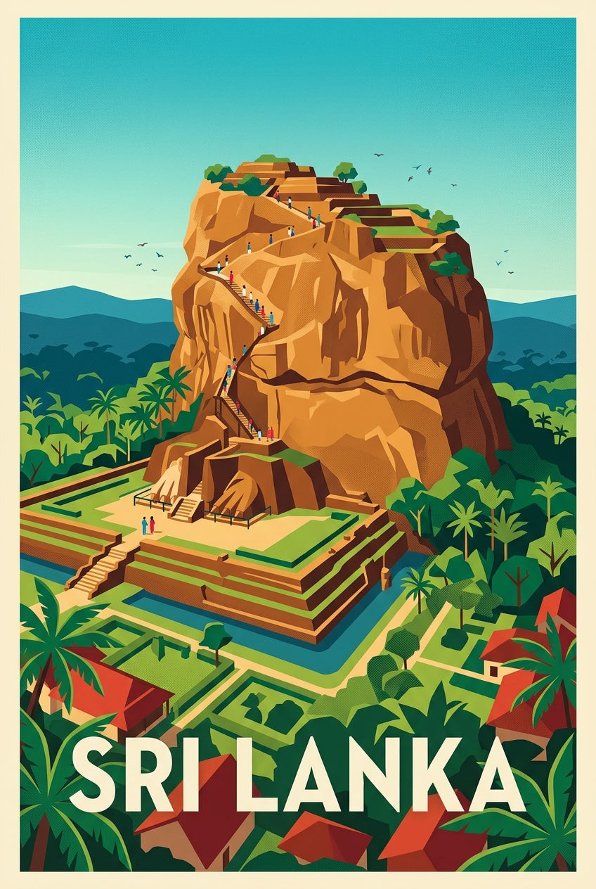 Affiche du Sri Lanka, rocher de Sigiriya | Afich