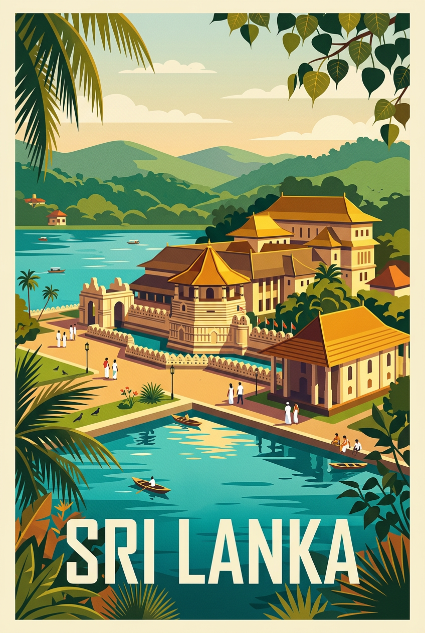 Affiche du Sri Lanka, Temple de la Dent à Kandy | Afich