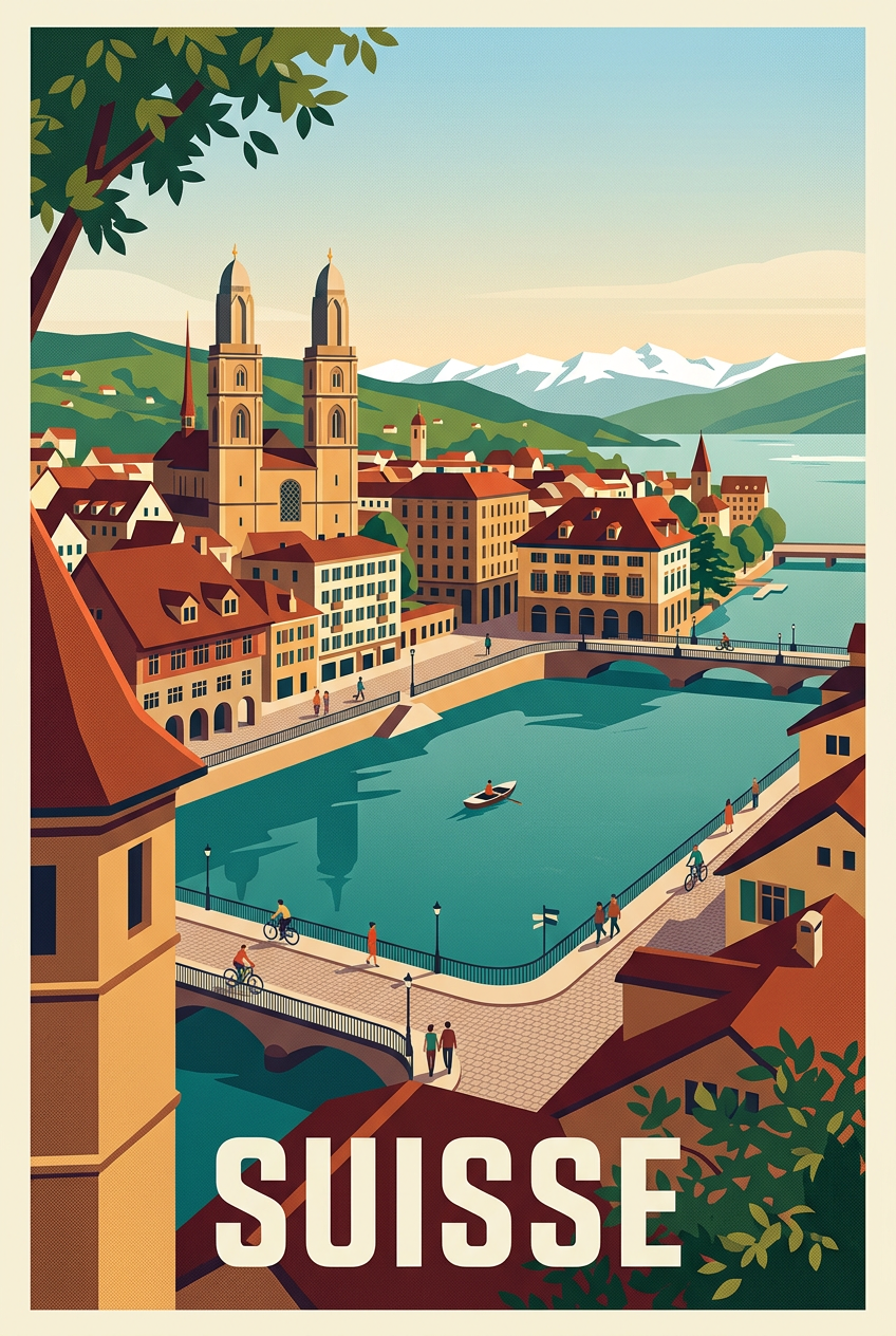 Affiche de Suisse, poster Grossmünster | Afich